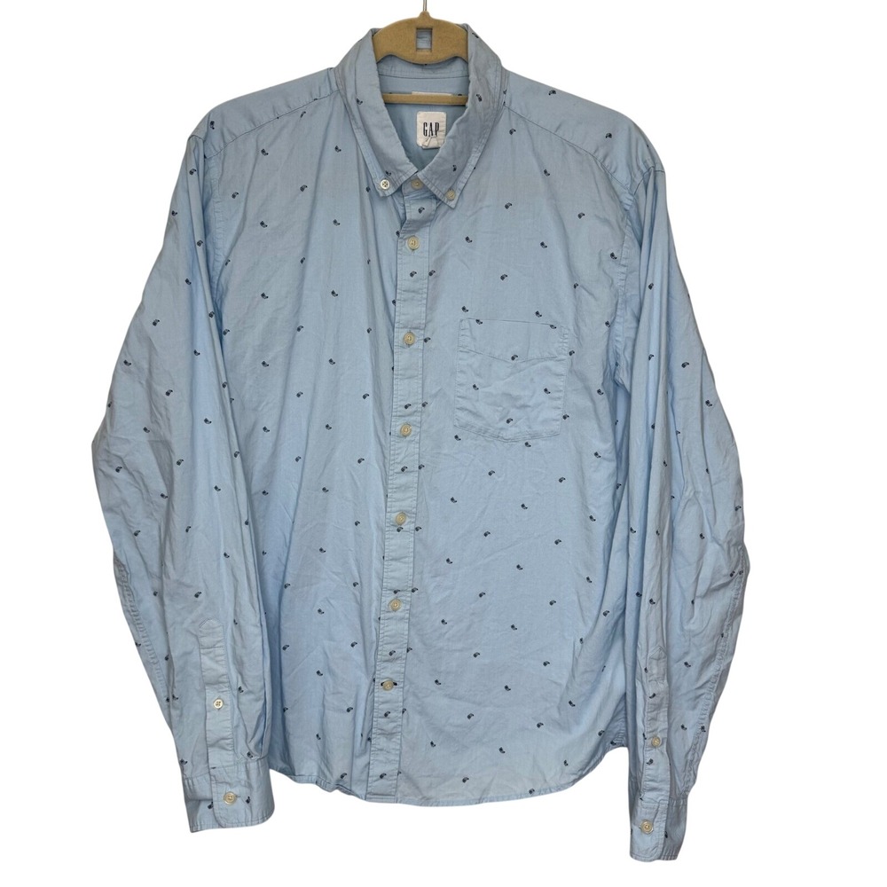 GAP Button Down Shirt Paisley Long Sleeve Casual Top Mens Size Large